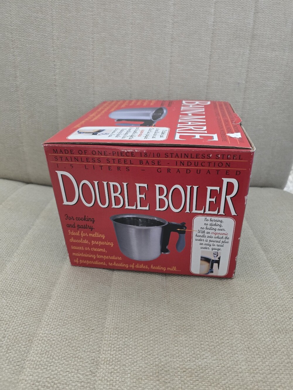 De Buyer Bain-Marie Double Boiler 1.5 L Stainless Steel Base Induction NIB